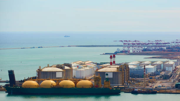 Engineer at terminal at sunset